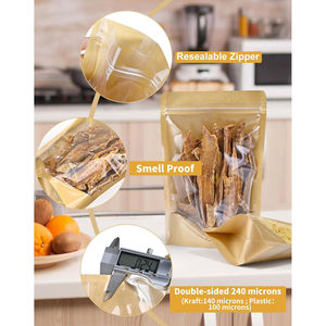 Sacs à fond plat pour scellage sous vide, livraison rapide, pour biscuits, noix, emballage alimentaire, sacs en papier kraft réutilisables, étiquettes en papier offset - Product Image 2