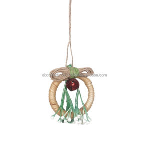 Adorno colgante de yute de Navidad de estilo bohemio respetuoso con el medio ambiente hecho a mano material natural personalizable fábrica al por mayor - Product Image 1