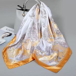 Elegant 100% <b>Silk</b> Square <b>Scarf</b> With Letter Pattern For Women Multi Functional Fashion Accessory All Seasons - Product Image 2
