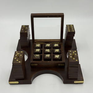 โดมิโนและชุดเกมติ๊กแท็กโททำมือจากไม้พะยูงอินเดีย  กระดานเกมไม้สไตล์โบราณ ชุดเกมหรูหรา ขายส่ง - Product Image 2