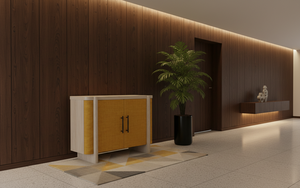 Buffet moderne à 2 portes en chêne massif pour salon - Rangement résistant à l'eau avec design minimaliste - Product Image 3