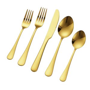 Set di posate da 100 pezzi in acciaio inossidabile lucido a specchio, color oro e argento, per uso alimentare, lavabili in lavastoviglie, per hotel - Product Image 6