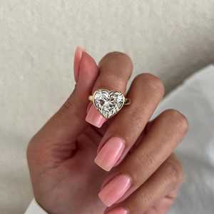 5 Carat Heart Shape Lab Grown <b>Diamond</b> Bezel Prong Set Engagement <b>Ring</b> , 14k Gold Low Set Heart <b>Diamond</b>, IGI Certified - Product Image 4