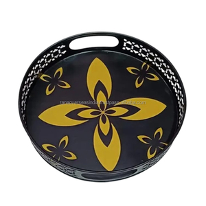 Plateau en métal enduit d'émail de qualité supérieure avec poignées découpées, idéal pour la cuisine à domicile et la décoration de table basse aux meilleurs tarifs - Product Image 6