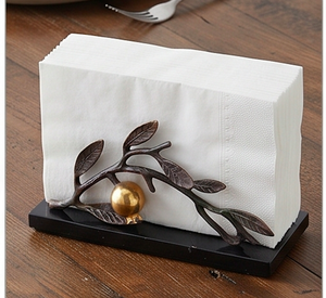 Porta Servilletas de Metal con Diseño de Hojas Negras y Doradas y Granada para Decoración de Mesa de Cocina y Accesorios Elegantes - Product Image 6