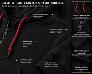 Men's Winter Heavyweight Full <b>Zip</b> <b>Hooded</b> Sweatshirt Soft Fleece Lined Eco-Friendly Windproof Hoodie Adjustable Hood Front - Product Image 4