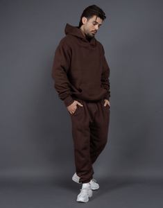 Ensemble de survêtement de haute qualité pour hommes, sweat-shirt à col montant et pantalon de survêtement amples, 100% coton, hiver - Product Image 1