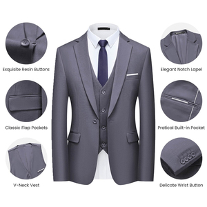 Traje de pantalón y chaqueta de esmoquin informal de color liso, diseño más reciente, novedad 2026, en grandes cantidades - Product Image 3