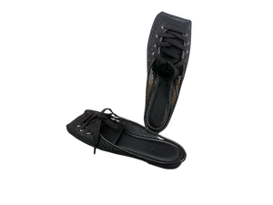 Black Mesh Lace-up Lightweight Anti-Slippery Square Toe Breathable All Seasons <b>Clogs</b> & <b>Mules</b> - Product Image 4