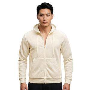 Sudadera con Capucha y Cierre para Hombre, Diseño Geométrico, Tejido de Poliéster, Estilo Casual para Otoño, Corte Regular - Product Image 3