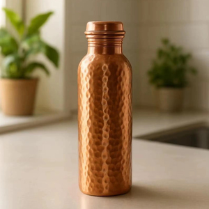 Hammered Design <b>Copper</b> <b>Bottles</b> for <b>Drinking</b> Water Traditional Pure <b>Copper</b> Water <b>Bottle</b> for Home Office and Travel From India - Product Image 1