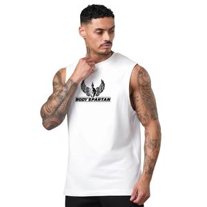 Mens White Sleeveless Jersey Tank Top Athletic Gym Workout Shirt Fitness Training Sportswear Apparel - Product Image 1
