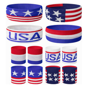 Diadema y Muñequera Deportivas con Bandera Americana - Set de Cintas Absorbentes a Rayas para Baloncesto, Fútbol, Correr, Gimnasio, Ejercicio, Personalizable - Product Image 1