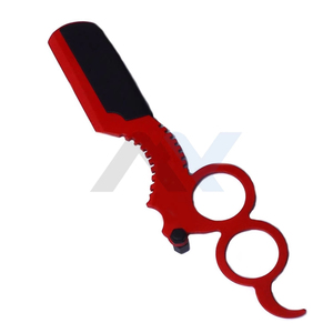Professional Barber Cut Throat Straight Razor Red Handle Black Blade Beard Shaving <b>Knife</b> Reusable Men Grooming Razor for Facial - Product Image 5