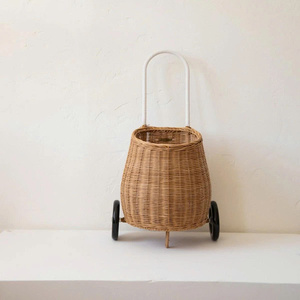 Tall <b>Wicker</b> Rolling Kids <b>Basket</b> with Wheels and Handle Natural Rattan Storage <b>Basket</b> for Home <b>Laundry</b> Organization & Storage - Product Image 5
