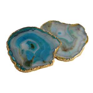 Strongly <b>Agate</b> <b>Coaster</b> Pair for Home Decor Table Restaurant Decor With Gold Plated Finishing <b>Coaster</b> Design - Product Image 1