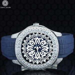 Caja de Reloj de Acero Inoxidable con Terciopelo Azul Charm Jewels, Cierre Oculto con Botón, Almacenamiento de Joyería de Lujo, Relojes Mecánicos - Product Image 1