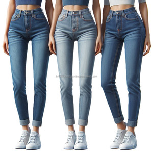 Nouveaux modèles de jeans skinny fit taille haute pour filles, pantalon en coton spandex stretch moulant en denim pour filles - Product Image 3