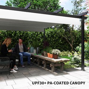 Pergola Retrattile in Alluminio 13FT X 13FT, Copertura per Giardino, Patio, Terrazza, Bianca, Costruzione in Metallo Resistente - Product Image 6