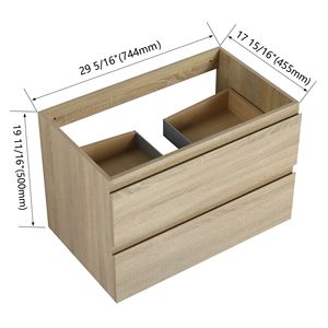 30-Inch Wall Mounted <b>Bathroom</b> <b>Vanity</b> with Cabinet Body Model BVB01930LTO 2 - Product Image 2