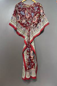 Vestido Kaftán sin Mangas de Algodón con Estampado Floral Tropical, Estilo Casual de Verano para Mujer, Inspirado en las Islas del Pacífico Asiático - Product Image 4