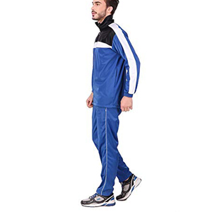 Survêtement Homme Bleu Color Block Manches Longues Col Montant Fermeture Éclair Style Sportif Respirant Polyester Idéal Automne - Product Image 1