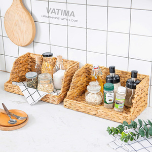 Water Hyacinth <b>Storage</b> <b>Baskets</b> with <b>Large</b> Open-Front for Kitchen, Decorative for Living Room - Product Image 2