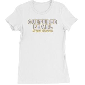 Sigma Gamma Rho <b>White</b> Cultured Pearl T-<b>Shirt</b> <b>Womens</b> <b>Short</b> <b>Sleeve</b> Crew Neck Casual Sorority Tee Custom Printed Apparel Wholesale - Product Image 1