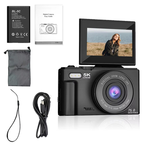Appareil photo numérique <span class=keywords><strong>Ausek</strong></span> 75MP 5K à mise au point fixe, capteur CMOS, contrôle par application WiFi, écran inclinable, zoom 18X, flash, appareil photo compact pour vlog et voyage - Product Image 4