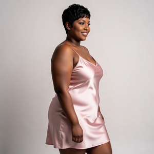 ชุดเดรสผ้าซาตินสำหรับผู้หญิง สายเดี่ยว ชุดนอนมินิเดรสผ้าซาติน - Product Image 2