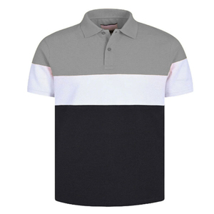 Chemise en coton rayé pour homme, tricotée, manches courtes, coupe décontractée, logo sur le devant, bleu, blanc, noir - Product Image 5