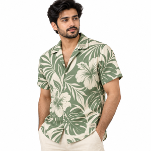 Chemise Hawaïenne Homme RITS à Manches Courtes Imprimé Floral pour Vacances d'Été Col Rabattu Tissu Respirant Vente en Gros - Product Image 6