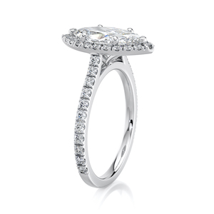 แหวนหมั้นเพชรทรงมาร์คีส์ 1.5 กะรัต ทองคำขาว 10K ชุบโรเดียม ประดับเพชรแล็บโกรว์ พร้อมวงแหวนพาเว่ ได้รับการรับรองจาก IGI - Product Image 3