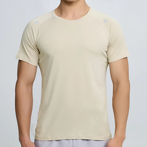 เสื้อยืดโพลีเอสเตอร์ 100% แห้งเร็ว เสื้อผ้าออกกำลังกาย เสื้อเพาะกาย เสื้อยืดยืดหยุ่นสำหรับออกกำลังกาย เสื้อยืดกีฬาสำหรับผู้ชาย - Product Image 1