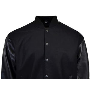 Vestes de baseball noires en tissu de laine à col montant, confortables, durables et élégantes pour hommes adultes - Product Image 5