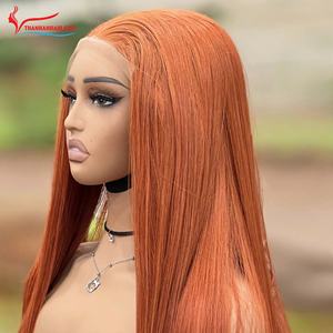 [Top tendance] Perruques en cheveux humains lisses couleur orange brûlé 10-14 pouces Perruques bob SDD Dentelle HD ultra-fine invisible à porter - Product Image 2