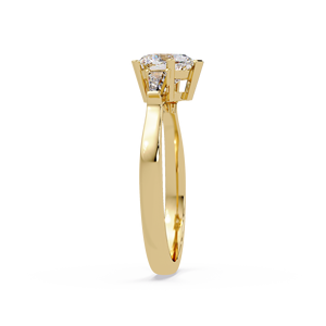 Custom 14K Pure Gold IGI Certified 1.00 ct Heart Cut Tapered Baguette Lab Grown Diamond Engagement Ring Women's luxury Rings - Product Image 4