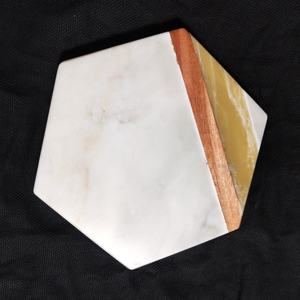 Elegant Wood Inlaid and <b>Marble</b> <b>Coasters</b> for Drinks Perfect Gift for Housewarming and Anniversaries Decoration & Accessories - Product Image 1