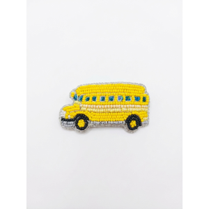 Yellow School Bus Beaded Embroidered <b>Patch</b> Applique for Kids Garments Bags <b>Jackets</b> Hats Decorative Accessories - Product Image 1