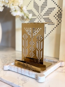 Brûleur d'encens haut de gamme en laiton avec motif géométrique, fait main, support aromatique pour la décoration intérieure, esthétique, pour Bakhoor - Product Image 3