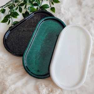 Plateau de rangement artistique en résine époxy, forme astronaute, écologique, modelé à la main, vert moucheté, pour décoration d'intérieur et de table - Product Image 4