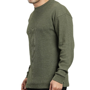Camiseta térmica de algodón para hombre con logotipo personalizado, cuello redondo, manga larga, estilo casual, ropa de calle, marca privada, proveedor OEM - Product Image 5