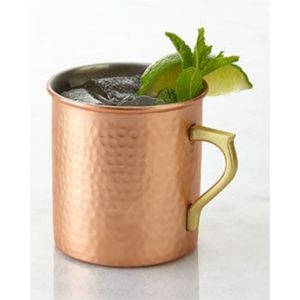 Wholesale Handcrafted Hammered Copper Mug 16oz Moscow Mule Cocktail Drinkware Solid <b>Metal</b> Beer Cup Brass Handle Custom Logo Mugs - Product Image 1