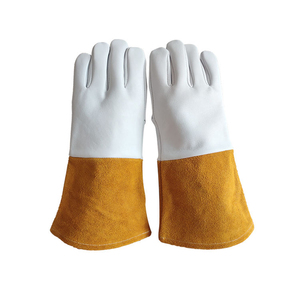 Guantes de soldadura TIG de cuero de cabra resistentes al calor, guantes de soldador resistentes al fuego para protección de manos, para uso industrial y en talleres. - Product Image 3