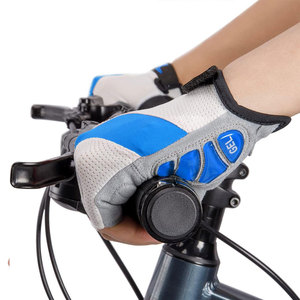 Gants de cyclisme mi-doigts unisexes d'été respirants en polyester avec fermeture auto-agrippante bleu blanc noir - Product Image 5
