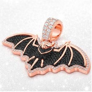 Pendentif Hip Hop Unique en Argent Sterling 925, Motif Chauve-souris Volante Personnalisée, Sertie de Moissanite Noire Scintillante, Breloques Fines pour Halloween - Product Image 1