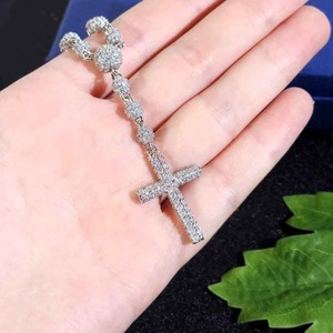 VVS Moissanite Diamond Rhodium Plated 925 Sterling Silver Luxury Hip Hop <b>Cross</b> <b>Pendant</b> Necklace For <b>Men</b> Women Unisex Bold Styles - Product Image 5