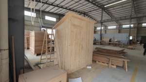 Toilettes de compostage rustiques pour l'extérieur |   Construction en <span class=keywords><strong>bois</strong></span> naturel, toit à pignon |   Abri de jardin compact - Product Image 4