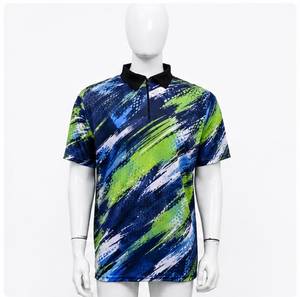 เสื้อโปโลแขนสั้นผู้ชาย แห้งเร็ว ลายพิมพ์นามธรรม ทรงปกติ ใส่สบายๆ ในฤดูร้อน สีน้ำเงิน เขียว ขาว พิมพ์ลายแบบ Sublimation Transfer - Product Image 1
