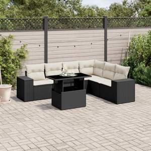 Conjunto de Sofás Modulares Grandes de Ratán PE Negro para Jardín, Colección de Muebles de Exterior Elegantes - Product Image 1